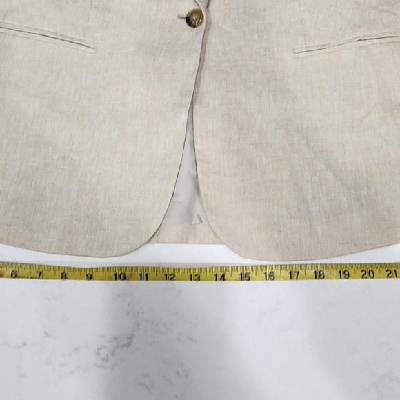 J.Crew Linen Cotton Holland Blazer Womens 16 Crosshatch Beige Jacket AL221 - Picture 3 of 7